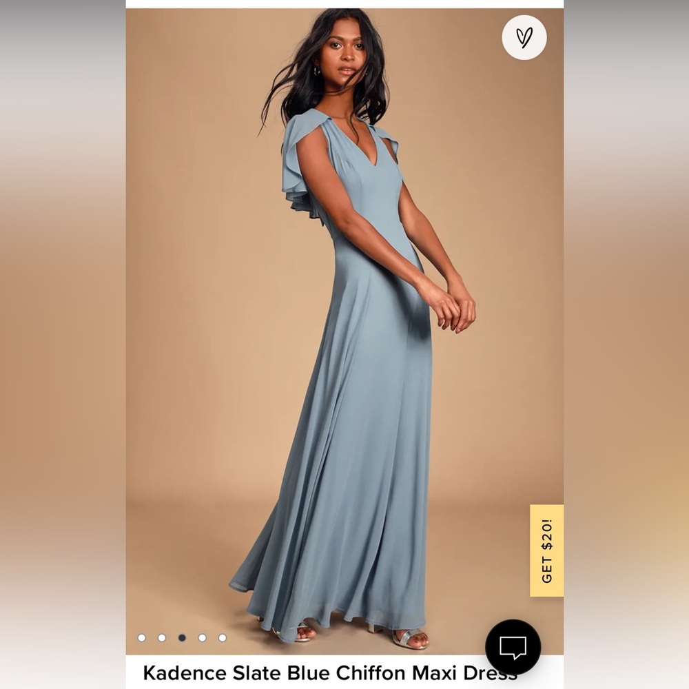 Lulus Kadence slate blue chiffon dress
